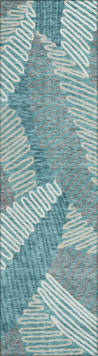 Piper Looms Chantille Floral ACN904 Teal Machine Washable Area Rug Runner Main Image