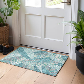 Piper Looms Chantille Floral ACN904 Teal Machine Washable Area Rug Scatter Lifestyle Image Feature