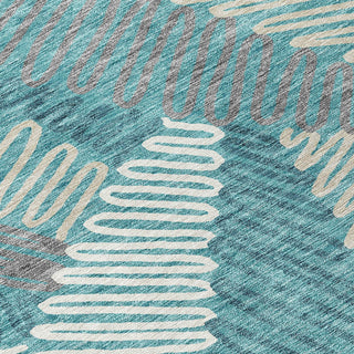 Piper Looms Chantille Floral ACN904 Teal Machine Washable Area Rug Swatch Image