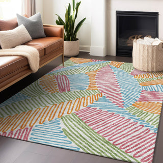 Piper Looms Chantille Floral ACN904 White Machine Washable Area Rug Lifestyle Image Feature