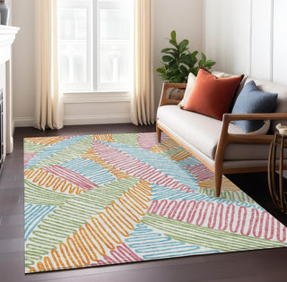 Piper Looms Chantille Floral ACN904 White Machine Washable Area Rug Lifestyle Image Feature