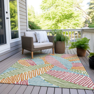 Piper Looms Chantille Floral ACN904 White Machine Washable Area Rug Outdoor Lifestyle Image Feature