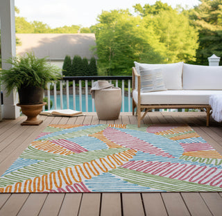 Piper Looms Chantille Floral ACN904 White Machine Washable Area Rug Outdoor Lifestyle Image Feature