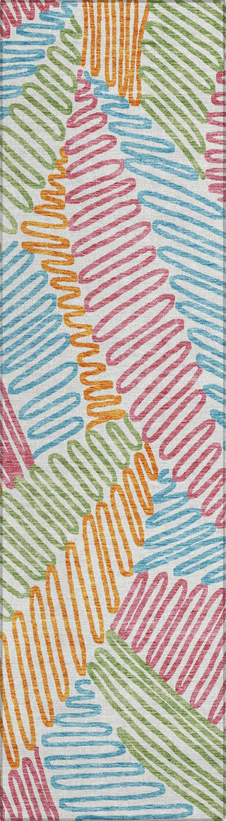 Piper Looms Chantille Floral ACN904 White Machine Washable Area Rug Runner Main Image