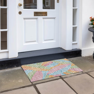 Piper Looms Chantille Floral ACN904 White Machine Washable Area Rug Scatter Outdoor Lifestyle Image Feature