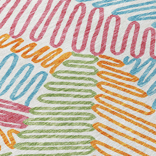 Piper Looms Chantille Floral ACN904 White Machine Washable Area Rug Swatch Image