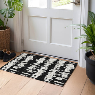 Piper Looms Chantille Stripes ACN905 Black Machine Washable Area Rug Scatter Lifestyle Image Feature