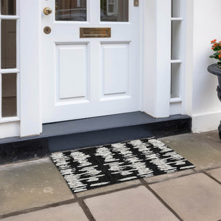 Piper Looms Chantille Stripes ACN905 Black Machine Washable Area Rug Scatter Outdoor Lifestyle Image Feature
