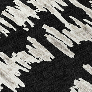Piper Looms Chantille Stripes ACN905 Black Machine Washable Area Rug Swatch Image