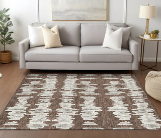 Piper Looms Chantille Stripes ACN905 Brown Machine Washable Area Rug Lifestyle Image Feature