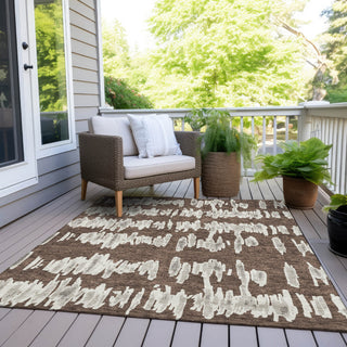 Piper Looms Chantille Stripes ACN905 Brown Machine Washable Area Rug Outdoor Lifestyle Image Feature