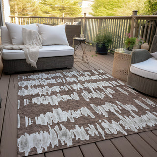 Piper Looms Chantille Stripes ACN905 Brown Machine Washable Area Rug Outdoor Lifestyle Image Feature