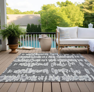 Piper Looms Chantille Stripes ACN905 Gray Machine Washable Area Rug Outdoor Lifestyle Image Feature