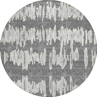 Piper Looms Chantille Stripes ACN905 Gray Machine Washable Area Rug Round Main Image
