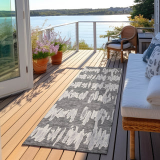 Piper Looms Chantille Stripes ACN905 Gray Machine Washable Area Rug Runner Outdoor Lifestyle Image Feature
