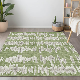 Piper Looms Chantille Stripes ACN905 Green Machine Washable Area Rug Lifestyle Image Feature