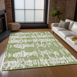Piper Looms Chantille Stripes ACN905 Green Machine Washable Area Rug Lifestyle Image Feature