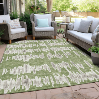 Piper Looms Chantille Stripes ACN905 Green Machine Washable Area Rug Outdoor Lifestyle Image Feature
