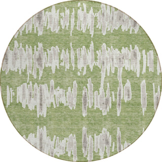 Piper Looms Chantille Stripes ACN905 Green Machine Washable Area Rug Round Main Image