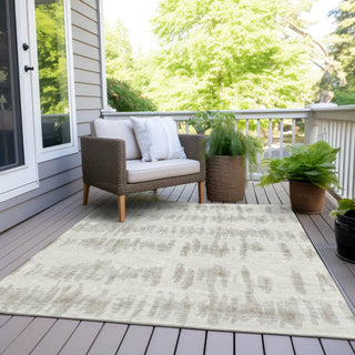 Piper Looms Chantille Stripes ACN905 Ivory Machine Washable Area Rug Outdoor Lifestyle Image Feature