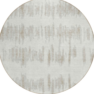 Piper Looms Chantille Stripes ACN905 Ivory Machine Washable Area Rug Round Main Image