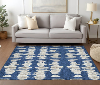 Piper Looms Chantille Stripes ACN905 Navy Machine Washable Area Rug Lifestyle Image Feature