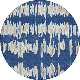 Piper Looms Chantille Stripes ACN905 Navy Machine Washable Area Rug Round Main Image
