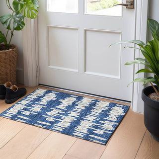 Piper Looms Chantille Stripes ACN905 Navy Machine Washable Area Rug Scatter Lifestyle Image Feature