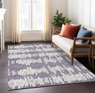 Piper Looms Chantille Stripes ACN905 Purple Machine Washable Area Rug Lifestyle Image Feature