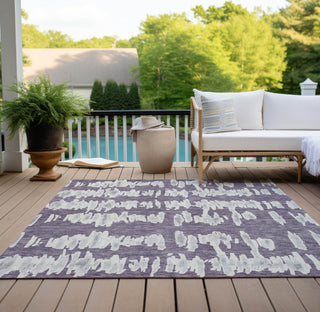 Piper Looms Chantille Stripes ACN905 Purple Machine Washable Area Rug Outdoor Lifestyle Image Feature
