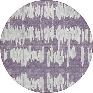 Piper Looms Chantille Stripes ACN905 Purple Machine Washable Area Rug Round Main Image