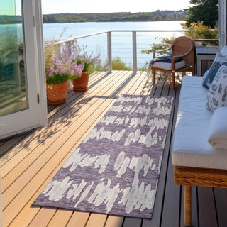Piper Looms Chantille Stripes ACN905 Purple Machine Washable Area Rug Runner Outdoor Lifestyle Image Feature