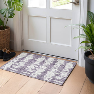 Piper Looms Chantille Stripes ACN905 Purple Machine Washable Area Rug Scatter Lifestyle Image Feature