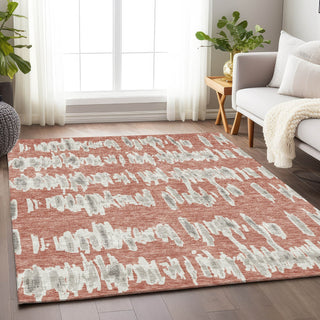 Piper Looms Chantille Stripes ACN905 Salmon Machine Washable Area Rug Lifestyle Image Feature