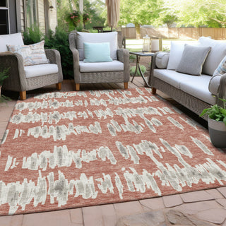 Piper Looms Chantille Stripes ACN905 Salmon Machine Washable Area Rug Outdoor Lifestyle Image Feature