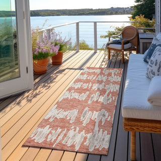 Piper Looms Chantille Stripes ACN905 Salmon Machine Washable Area Rug Runner Outdoor Lifestyle Image Feature