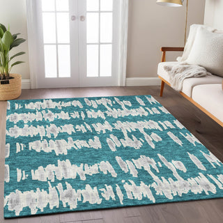Piper Looms Chantille Stripes ACN905 Teal Machine Washable Area Rug Lifestyle Image Feature