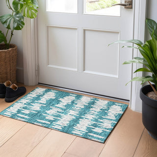 Piper Looms Chantille Stripes ACN905 Teal Machine Washable Area Rug Scatter Lifestyle Image Feature