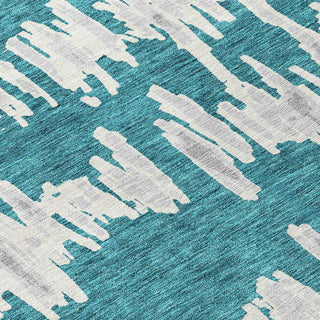 Piper Looms Chantille Stripes ACN905 Teal Machine Washable Area Rug Swatch Image
