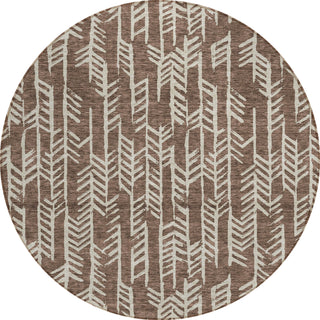 Piper Looms Chantille Arrows ACN906 Brown Machine Washable Area Rug Round Main Image