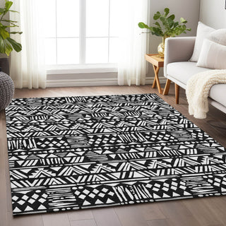 Piper Looms Chantille Southwest ACN907 Black Machine Washable Area Rug Lifestyle Image Feature