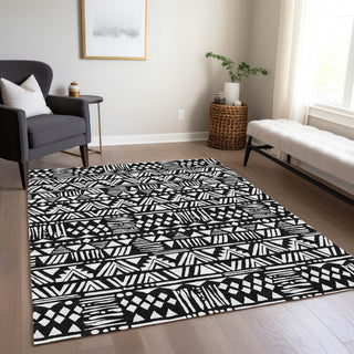 Piper Looms Chantille Southwest ACN907 Black Machine Washable Area Rug Lifestyle Image Feature