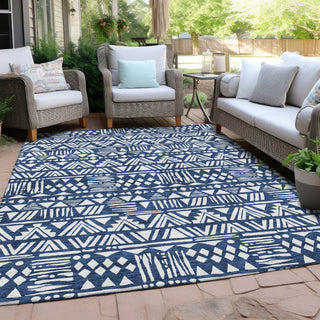 Piper Looms Chantille Southwest ACN907 Navy Machine Washable Area Rug Outdoor Lifestyle Image Feature
