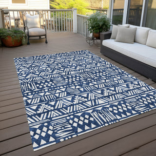 Piper Looms Chantille Southwest ACN907 Navy Machine Washable Area Rug Outdoor Lifestyle Image Feature