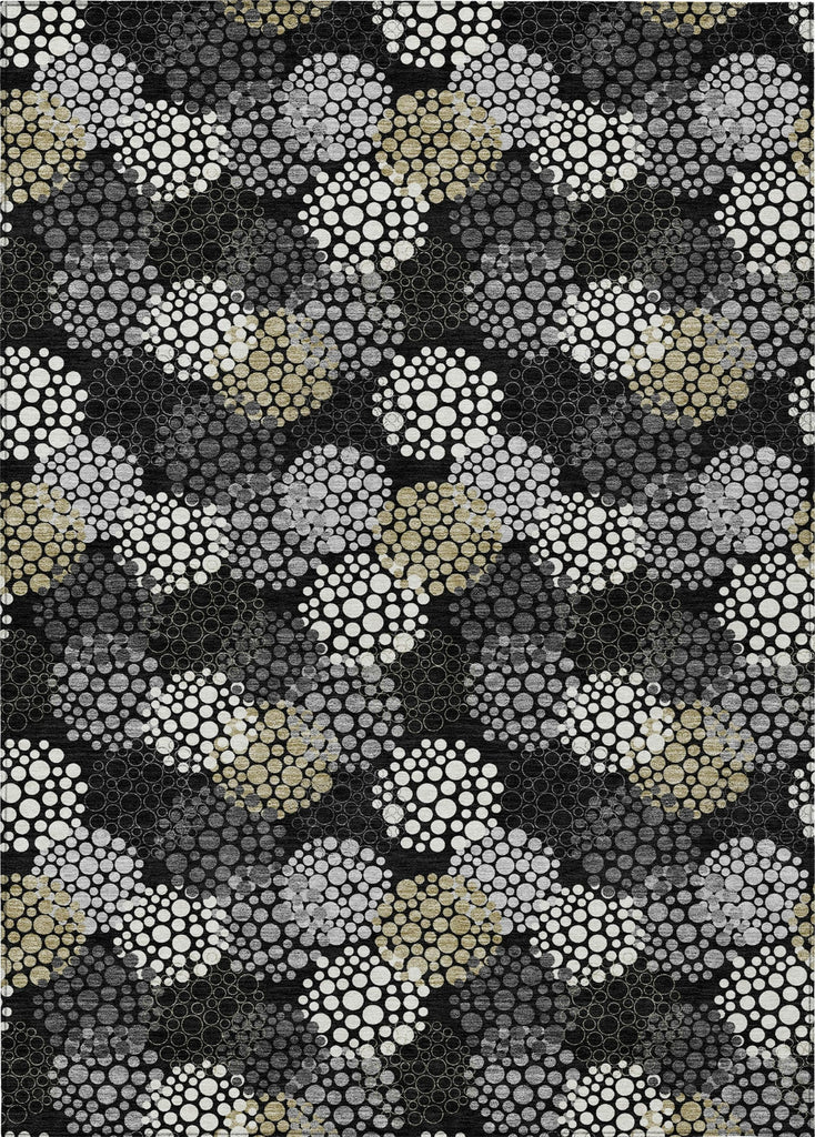 Piper Looms Chantille Circles ACN908 Black Machine Washable Area Rug main image