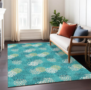 Piper Looms Chantille Circles ACN908 Emerald Machine Washable Area Rug Lifestyle Image Feature