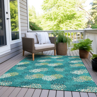 Piper Looms Chantille Circles ACN908 Emerald Machine Washable Area Rug Outdoor Lifestyle Image Feature