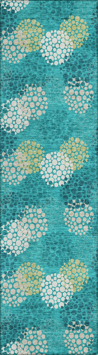 Piper Looms Chantille Circles ACN908 Emerald Machine Washable Area Rug Runner Main Image