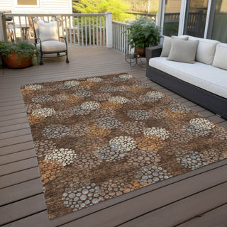 Piper Looms Chantille Circles ACN908 Fudge Machine Washable Area Rug Outdoor Lifestyle Image Feature