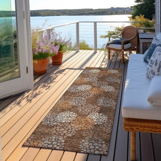 Piper Looms Chantille Circles ACN908 Fudge Machine Washable Area Rug Runner Outdoor Lifestyle Image Feature